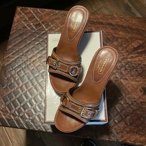 Coach Jewel Brown/gold Wedge Sandal Great Condition!8)